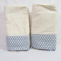 Laura Ashley Floral Gingham Blue Yellow Stripe 2-PC King Pillowcase Pair - $42.00