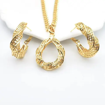 18k gold plated brass earring hoops set nigerian  wedding elegant jewely... - $30.00