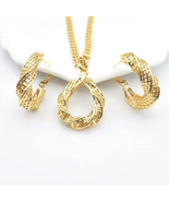 18k gold plated brass earring hoops set nigerian  wedding elegant jewely... - £23.59 GBP