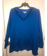NEW Woman Within Plus SZ 4X Blue Fleece Lined Pull Over Hoodie Sweatshirt - €17,31 EUR