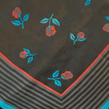 KENZO vintage women&#39;s scarf - 100% silk black blue red rose square floral Japan - £23.98 GBP