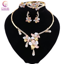 CYNTHIA High Quality Italian Women Fashion Bride Wedding Gold Color Jewelry Neck - £28.76 GBP