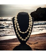 Vintage Long Small Cowrie Sea Shells Necklace 20” Long No Clasp 40&quot; Around - £11.81 GBP