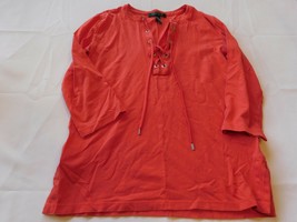 Lauren Ralph Lauren Women&#39;s Ladies 3/4 Sleeve Shirt Size M medium Red GUC - $20.58