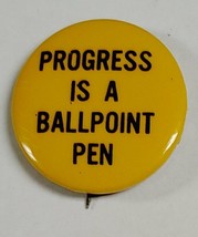 Vtg 1960s 70s Progress Is A Ballpoint Pen Hippie Protest Graffiti Pin Button - £11.18 GBP
