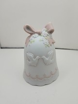 Lefton China Hand Painted Porcelain Bell Doves Bow Christopher Collection #00944 - £14.10 GBP