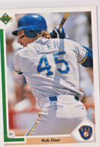 Rob Deer Milwaukee Brewers Outfield 1991 Upper Deck Car # 272 Near Mint - £1.10 GBP