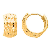 Precious Stars 14k Yellow Gold 15mm Diamond-cut Wide Hoop Earrings - £169.46 GBP