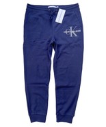 Calvin Klein Jeans Mens Blue/ Grey Monogram Logo Fleece Jogger Sweatpants - $46.55