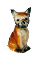 Boxer Figurine Puppy Dog Sculpture vtg Brown Black gift antique Japan 19... - £23.32 GBP