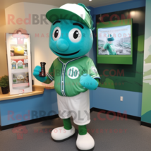 Cyan Green Beer mascot costume character dressed with a Baseball Tee and Cufflin - $1,229.00