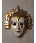 Porcelain Ceramic White/Gold Painted Vintage Fancy Elegant Art Deco Wall... - $34.65