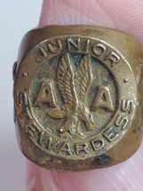 American Airlines 1950s Vintage Junior Stewardess Brass Ring Adjustable - $6.43