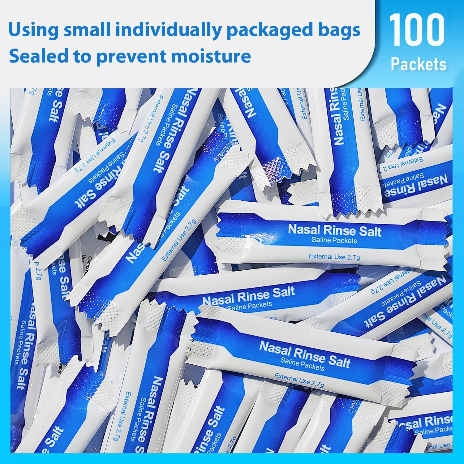 100PCS Saline Packets Neti Pot Salt Sinus Rinse Nasal Wash Saline Packets  - $24.99