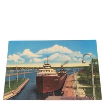 Postcard Modern Freighter Entering MacArthur Lock Sault Ste Marie Ontario Canada - £5.67 GBP