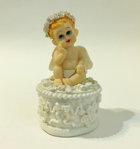 Prestige Trinket Box Baby Angel Wings Cherub Jewelry White Glitter Wedding Decor - £11.79 GBP