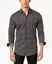 INC Men&#39;s Floral Disty-Print Slim Fit Shirt in Black Combo-Size XS - £11.93 GBP