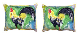 Pair of Betsy Drake Bantam Rooster Large Pillows 16 Inch X 20 Inch - £71.05 GBP