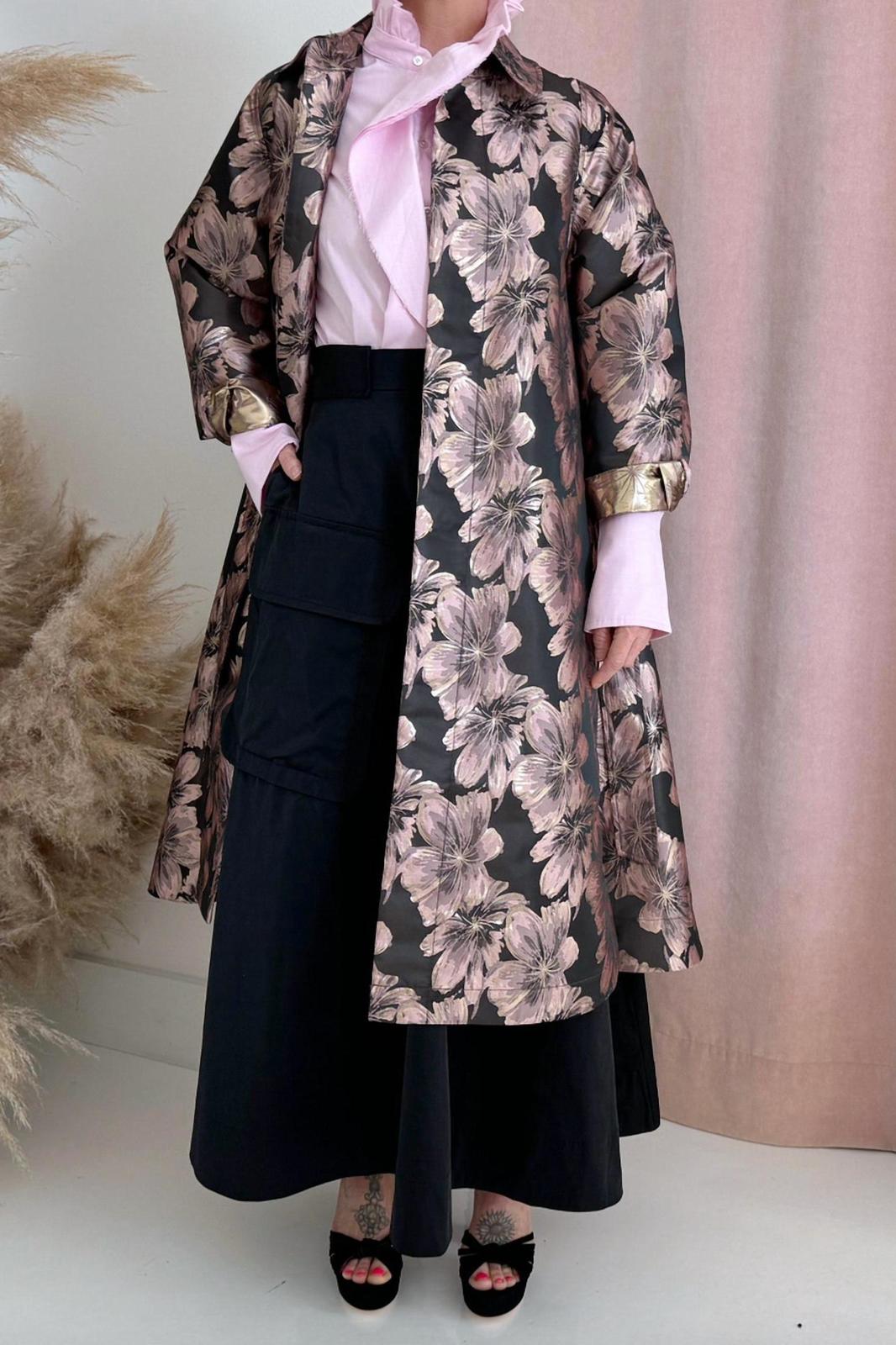 Psophia Lame Mandarin Neck A Line Evening Coat Size S - $325.71