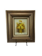 Original Oil Still Life Bouquet of Roses Yellow Orange Flowers Painting SIGNED  - £67.22 GBP