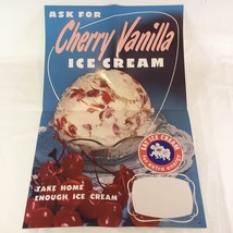 1950s Cherry Vanilla Ice Cream Paper Poster Sign Never Displayed - £23.67 GBP