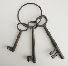 Set of 3 Cast Iron Skeleton Keys Church Rustic Jail Farmhouse Decor Ring... - $18.49