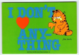 Garfield Postcard I Don&#39;t Love Anything Grumpy Jim Davis 1978 Cat Lover Gift - £7.21 GBP