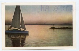 HA0KOA QSL 1958 Budapest Hungary Sunset on Lake Balaton  - £10.92 GBP