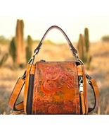 Vintage Embossed Leather Handbag - Floral Crossbody Purse - Elegant &amp; St... - $60.99