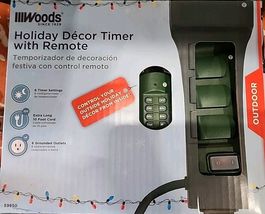 Woods 59850 Holiday Decor Timer Yard Stake &amp; Remote, 10ft, 6 Grounded Ou... - $17.80
