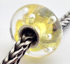 Luccicare Artisan Lampwork Pale Golden Yellow Glass Bubbles Bead Charm, New - £11.34 GBP