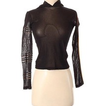 In Love by Carling VTG 90s Y2K Mesh Crop Top Mesh Hoodie Black Orange Sz... - $37.39