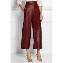 Pantaloni di pelle Leggings Skinny Girovita Donna Donna Stretch Donna Maroon 32 - £86.71 GBP