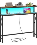 Favoosty 5.9&quot; Narrow Console Table With Led 46.8&quot; Industrial, Rustic Bro... - $1,507.41 MXN