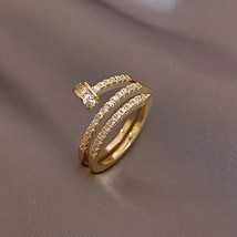 New Classic Metal Spiral Gold Opening Rings For Woman Korean Fashion Jewelry Wed - £11.24 GBP