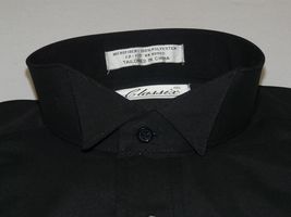 Men's Tuxedo shirt By CLASSIX Wing Tip Formal Plain Front After Six M14 Black image 5