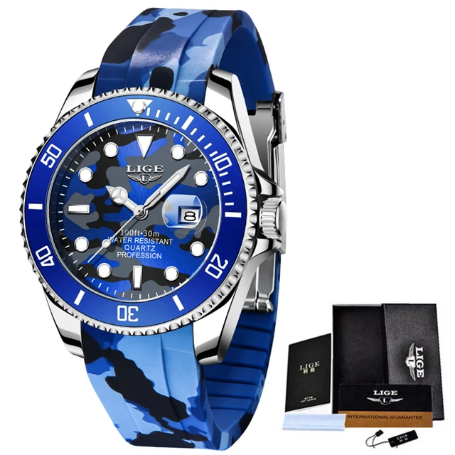 LIGE  Fashion Mens    Wrist Watch Man  Red  Watch for Men Reloj Hombre - £97.46 GBP