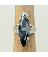 VINTAGE 925 STERLING SILVER LAB GROWN  25x8 mm. HEMATITE RING SIZE 7.75 - €33,37 EUR