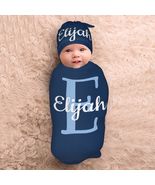 Personalized Baby Swaddle and Hat for Baby Girl Boy with Name - $8.99