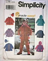 Simplicity 8297 Sewing Pattern Easy Girl&#39;s Jackets Hooded Sz BB 3,4,5,6 Toddler - £6.29 GBP