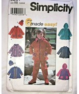 Simplicity 8297 Sewing Pattern Easy Girl&#39;s Jackets Hooded Sz BB 3,4,5,6 ... - £6.38 GBP