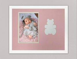 Children&#39;s Pink Teddy Bear Infant Girl Photo White Wood Frame 8x10 Holds 4x6 Pho - £18.07 GBP