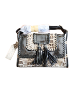 M.C. Patent Leather Blk Gray Faux Gator Print Purse Multiple Compartment... - $530.36 MXN