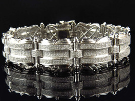 13CT Round Cut Real Moissianite Diamond Men&#39;s Bracelet 925 Sterling Silver - £548.04 GBP