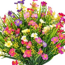 Artificial Flowers Outdoor Fake Flowers UV Protection, 12 Bundles, Multicolour - £14.15 GBP