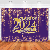 Class of 2024 Graduation Backdrop 7X5FT Gold and Black Congrats Grad Graduation - £22.98 GBP