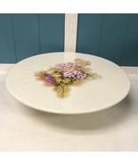 Vintage Signed hydrangea bouquet 14&quot; pedestal large cake stand - $69.18 CAD