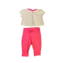 Carters Baby Infant Girls Size 6 months 2 piece set pink heart pants cuf... - $13.85