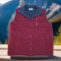 Duke Haband Fleece Vest Mens Sz Large Burgandy Gray Winter Sherpa Lined ... - $29.70