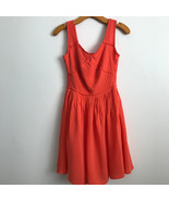 REISS Silk Dress 2 Orange Chevron Chiffon  Sleeveless Pleated A Line Coc... - £42.77 GBP